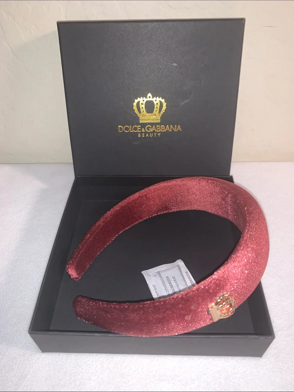 DOLCE & GABBANA BRAND NEW IN BOX LIMITED EDITION ROSE PLUSH VELVET HEADBAND